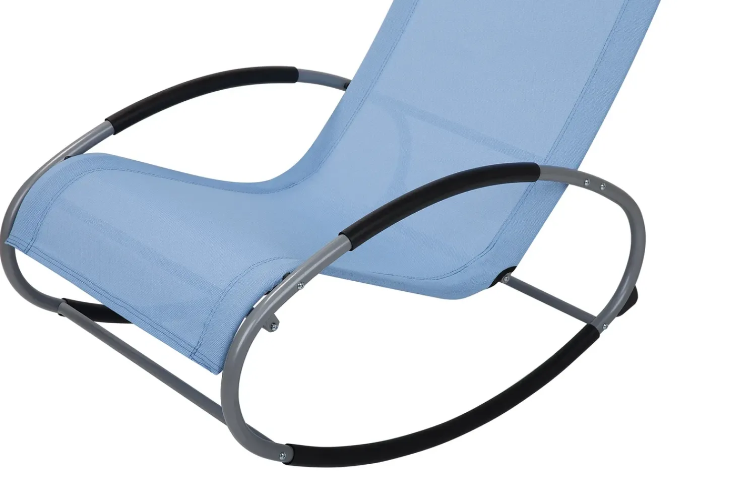 Beliani Lettino Prendisole a Dondolo CAMPO Tessuto Blu Blu Argento Nero