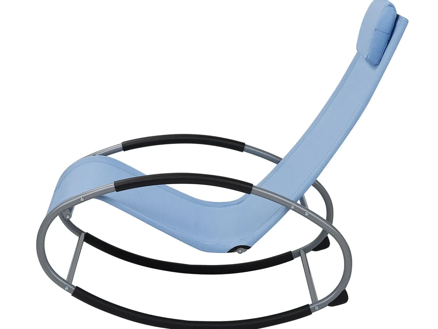 Beliani Lettino Prendisole a Dondolo CAMPO Tessuto Blu Blu Argento Nero