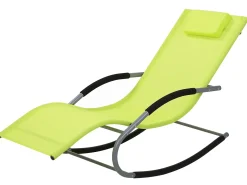 New Beliani Lettino Prendisole a Dondolo CARANO Metallo Verde lime Verde Argento Nero