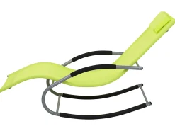 New Beliani Lettino Prendisole a Dondolo CARANO Metallo Verde lime Verde Argento Nero