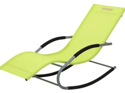 New Beliani Lettino Prendisole a Dondolo CARANO Metallo Verde lime Verde Argento Nero