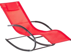 Clearance Beliani Lettino Prendisole a Dondolo CARANO II Metallo Rosso Rosso Nero