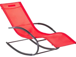 Clearance Beliani Lettino Prendisole a Dondolo CARANO II Metallo Rosso Rosso Nero