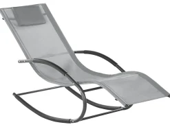 Discount Beliani Lettino Prendisole a Dondolo CARANO II Metallo Grigio chiaro Grigio Nero
