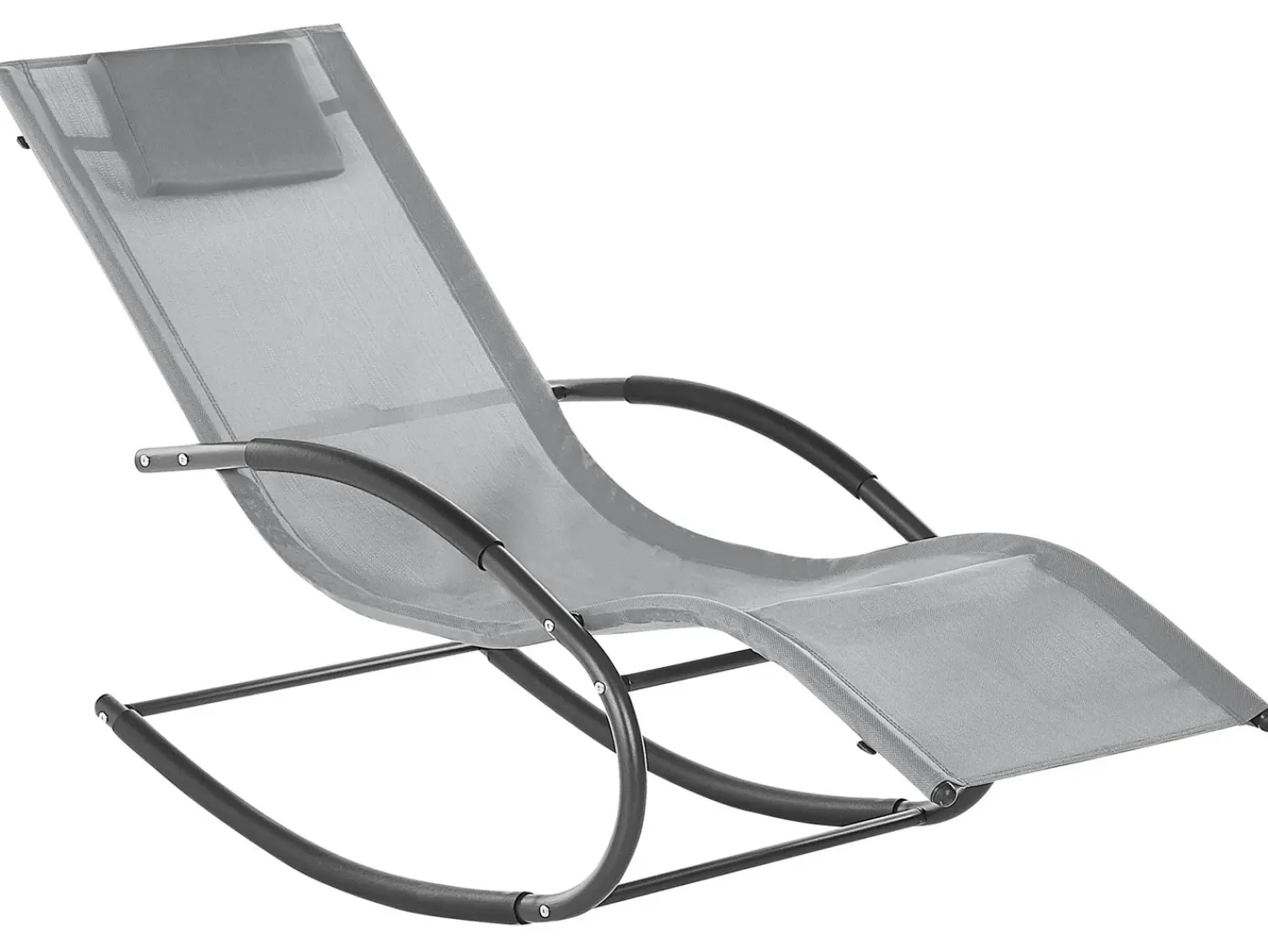 Discount Beliani Lettino Prendisole a Dondolo CARANO II Metallo Grigio chiaro Grigio Nero