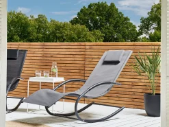 Discount Beliani Lettino Prendisole a Dondolo CARANO II Metallo Grigio chiaro Grigio Nero