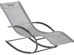 Discount Beliani Lettino Prendisole a Dondolo CARANO II Metallo Grigio chiaro Grigio Nero