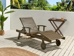 Outlet Beliani Lettino Prendisole AMANTEA II Legno d'acacia scuro Marrone
