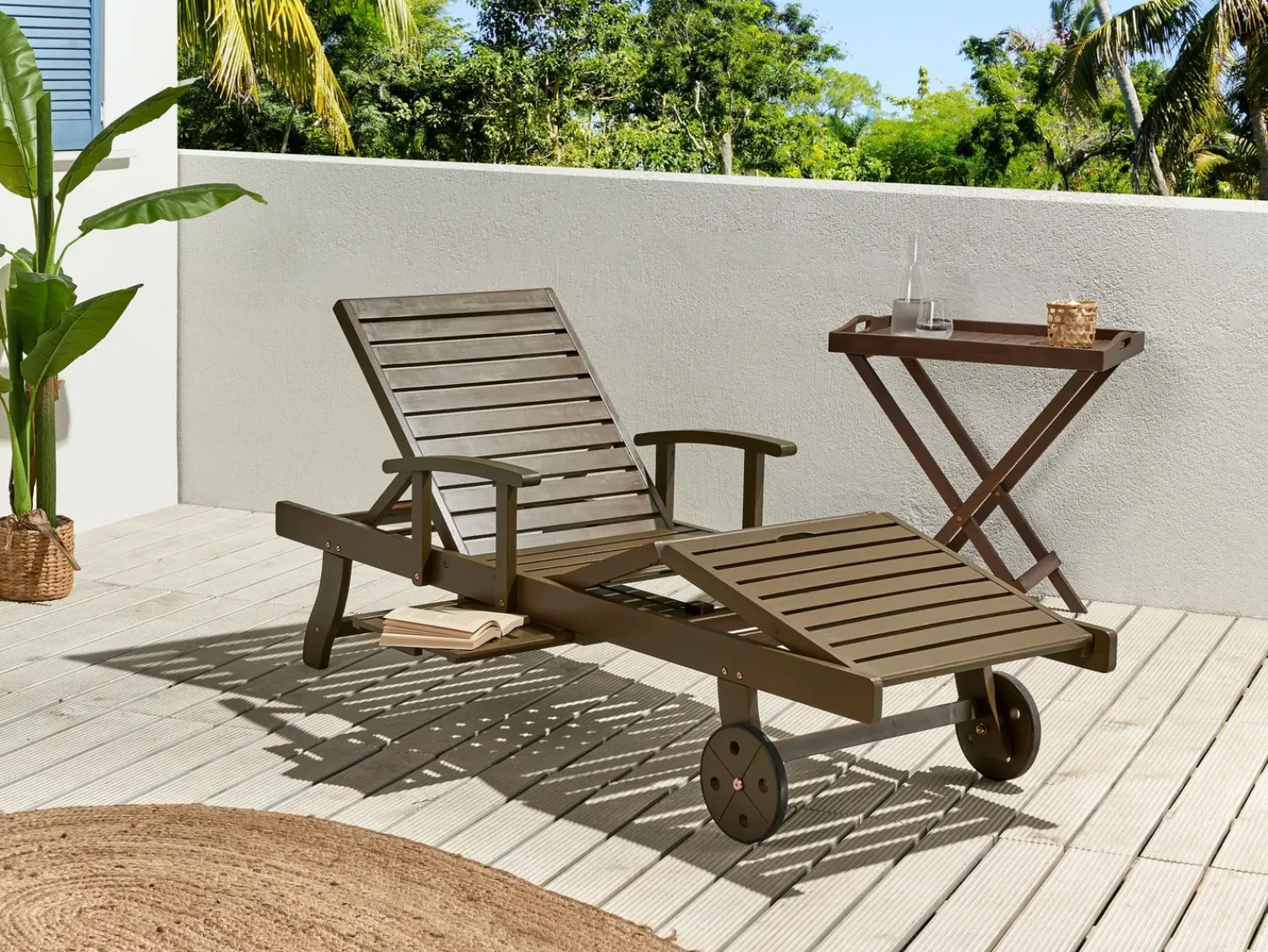 Outlet Beliani Lettino Prendisole AMANTEA II Legno d'acacia scuro Marrone