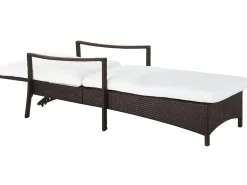 Discount Beliani Lettino Prendisole con Cuscino VASTO Rattan sintetico (PE) Marrone Bianco Marrone