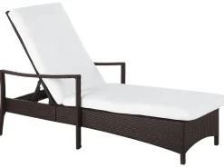 Discount Beliani Lettino Prendisole con Cuscino VASTO Rattan sintetico (PE) Marrone Bianco Marrone