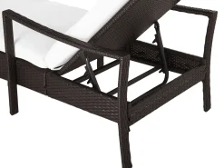 Discount Beliani Lettino Prendisole con Cuscino VASTO Rattan sintetico (PE) Marrone Bianco Marrone