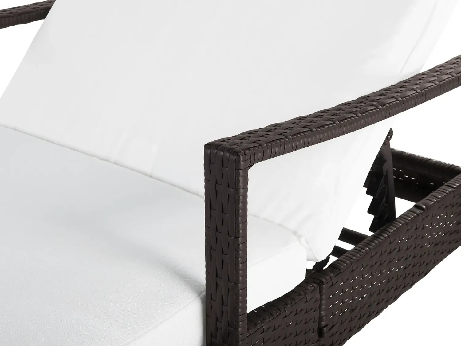 Discount Beliani Lettino Prendisole con Cuscino VASTO Rattan sintetico (PE) Marrone Bianco Marrone