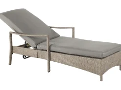 Best Beliani Lettino Prendisole con Cuscino VASTO Rattan sintetico (PE) Tortora Grigio