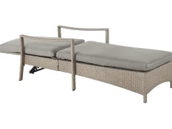 Best Beliani Lettino Prendisole con Cuscino VASTO Rattan sintetico (PE) Tortora Grigio