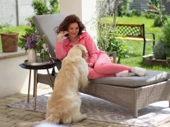 Best Beliani Lettino Prendisole con Cuscino VASTO Rattan sintetico (PE) Tortora Grigio