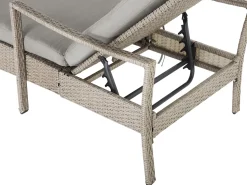 Best Beliani Lettino Prendisole con Cuscino VASTO Rattan sintetico (PE) Tortora Grigio