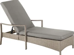 Best Beliani Lettino Prendisole con Cuscino VASTO Rattan sintetico (PE) Tortora Grigio