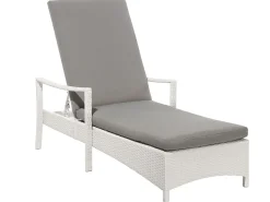 Sale Beliani Lettino Prendisole con Cuscino VASTO Rattan sintetico (PE) Bianco Bianco Grigio