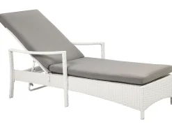 Sale Beliani Lettino Prendisole con Cuscino VASTO Rattan sintetico (PE) Bianco Bianco Grigio