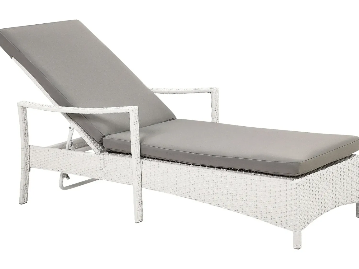 Sale Beliani Lettino Prendisole con Cuscino VASTO Rattan sintetico (PE) Bianco Bianco Grigio