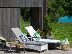 Sale Beliani Lettino Prendisole con Cuscino VASTO Rattan sintetico (PE) Bianco Bianco Grigio