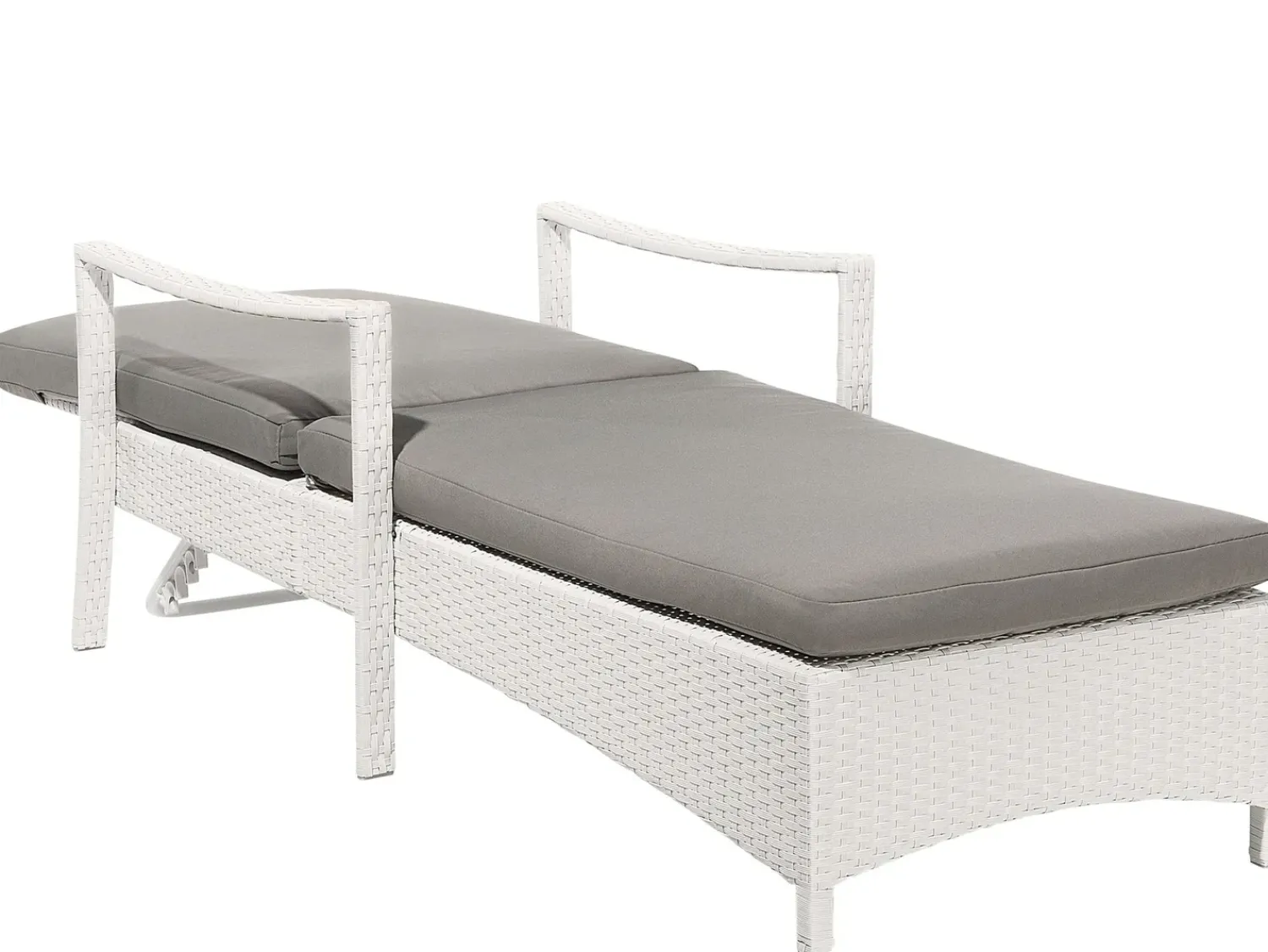 Sale Beliani Lettino Prendisole con Cuscino VASTO Rattan sintetico (PE) Bianco Bianco Grigio