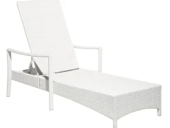 Sale Beliani Lettino Prendisole con Cuscino VASTO Rattan sintetico (PE) Bianco Bianco Grigio