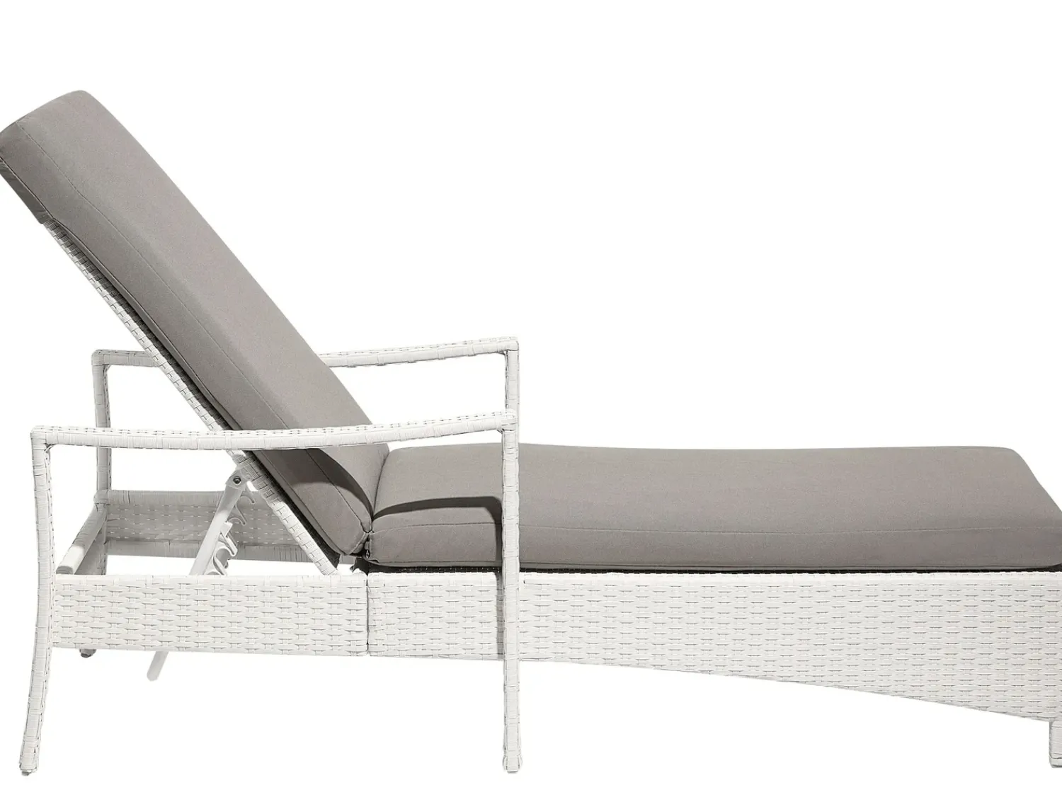 Sale Beliani Lettino Prendisole con Cuscino VASTO Rattan sintetico (PE) Bianco Bianco Grigio
