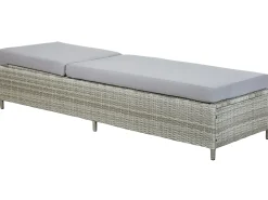 Beliani Lettino Prendisole con Cuscino TURIN Rattan sintetico (PE) Grigio