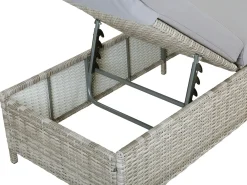 Beliani Lettino Prendisole con Cuscino TURIN Rattan sintetico (PE) Grigio
