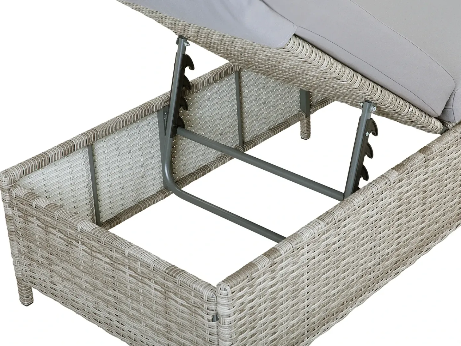 Beliani Lettino Prendisole con Cuscino TURIN Rattan sintetico (PE) Grigio