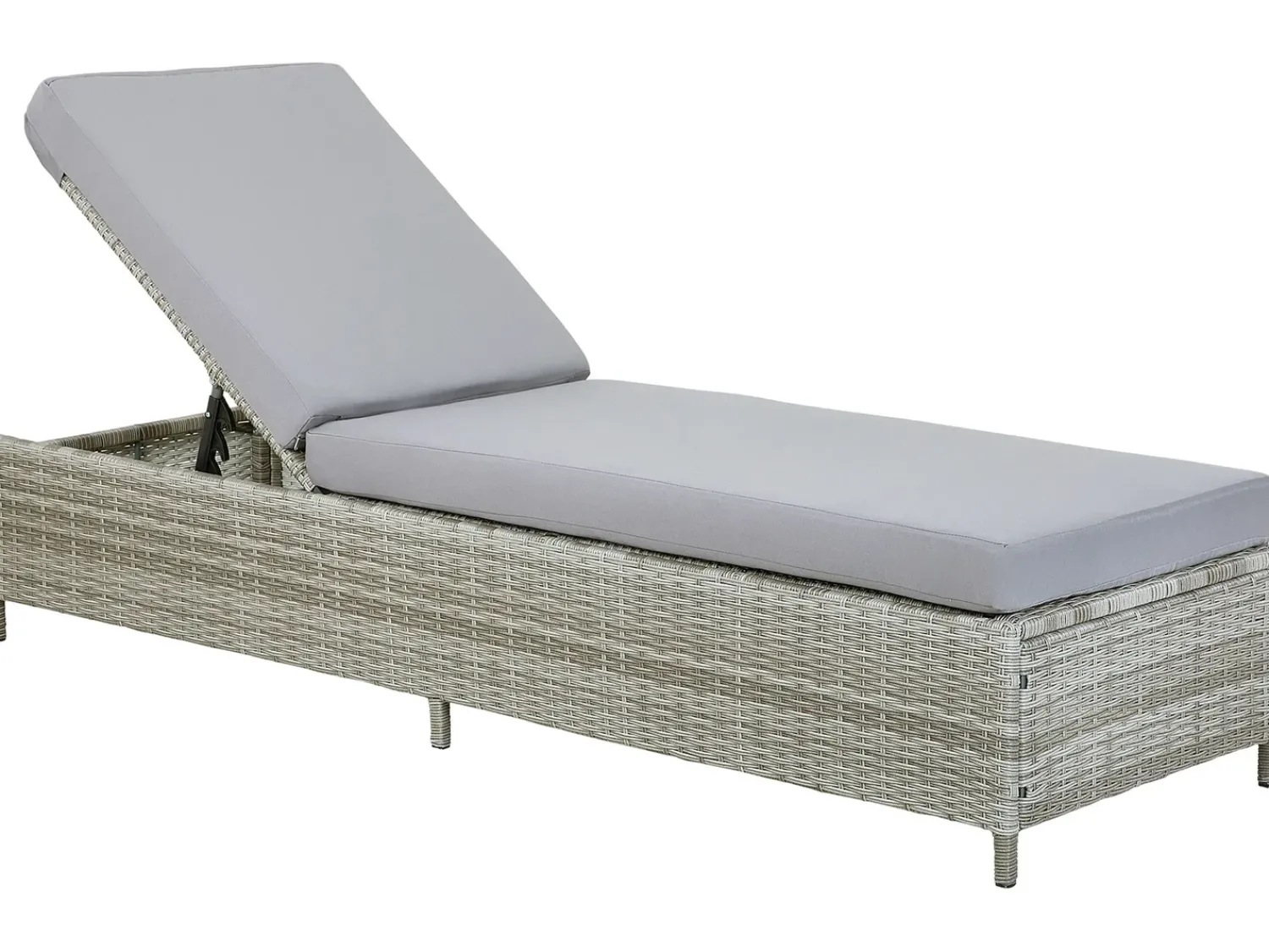 Beliani Lettino Prendisole con Cuscino TURIN Rattan sintetico (PE) Grigio