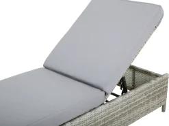 Beliani Lettino Prendisole con Cuscino TURIN Rattan sintetico (PE) Grigio