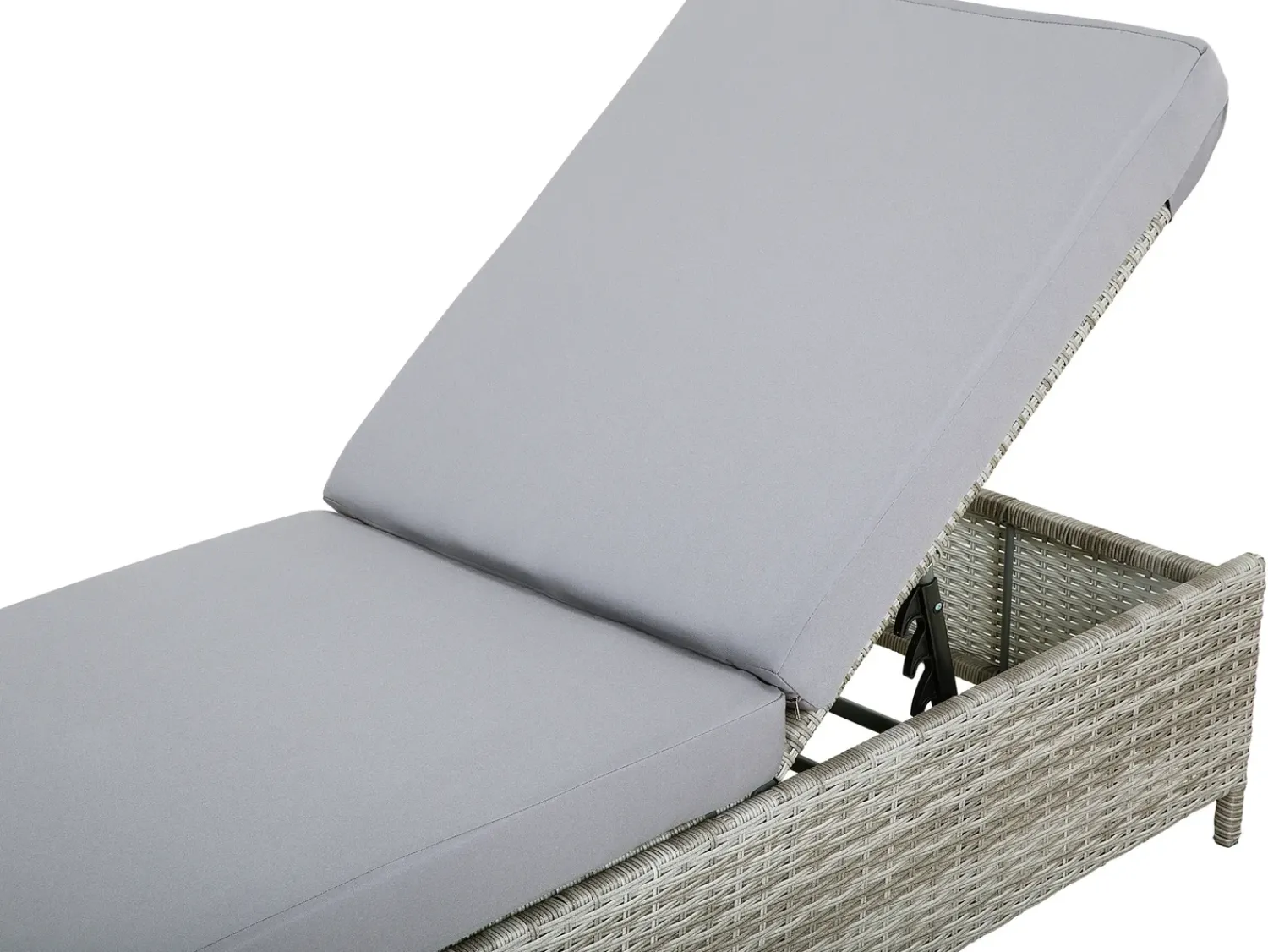 Beliani Lettino Prendisole con Cuscino TURIN Rattan sintetico (PE) Grigio