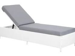 Best Beliani Lettino Prendisole con Cuscino TURIN Rattan sintetico (PE) Bianco Bianco Grigio