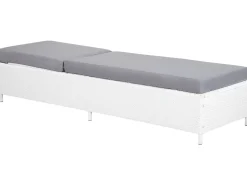 Best Beliani Lettino Prendisole con Cuscino TURIN Rattan sintetico (PE) Bianco Bianco Grigio