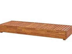 Clearance Beliani Lettino Prendisole con Cuscino FANANO Legno d'acacia Marrone Bianco Marrone