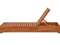 Clearance Beliani Lettino Prendisole con Cuscino FANANO Legno d'acacia Marrone Bianco Marrone