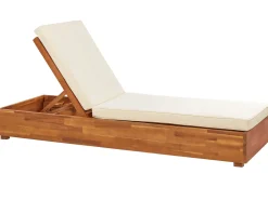 Clearance Beliani Lettino Prendisole con Cuscino FANANO Legno d'acacia Marrone Bianco Marrone
