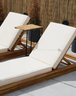 Discount Beliani Lettino Prendisole con Cuscino GRANARI Legno d'acacia Marrone Bianco Marrone