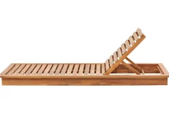 Discount Beliani Lettino Prendisole con Cuscino GRANARI Legno d'acacia Marrone Bianco Marrone