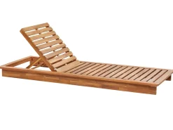 Discount Beliani Lettino Prendisole con Cuscino GRANARI Legno d'acacia Marrone Bianco Marrone