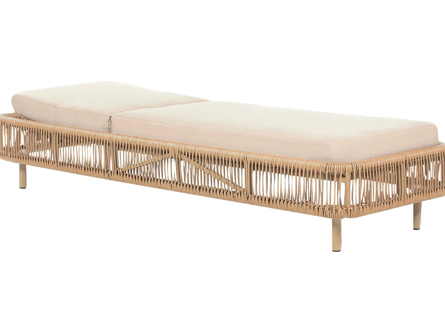 Hot Beliani Lettino Prendisole con Cuscino OSINI Rattan sintetico (PE) Beige Beige Naturale