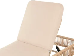 Hot Beliani Lettino Prendisole con Cuscino OSINI Rattan sintetico (PE) Beige Beige Naturale