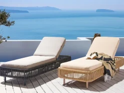 Hot Beliani Lettino Prendisole con Cuscino OSINI Rattan sintetico (PE) Beige Beige Naturale