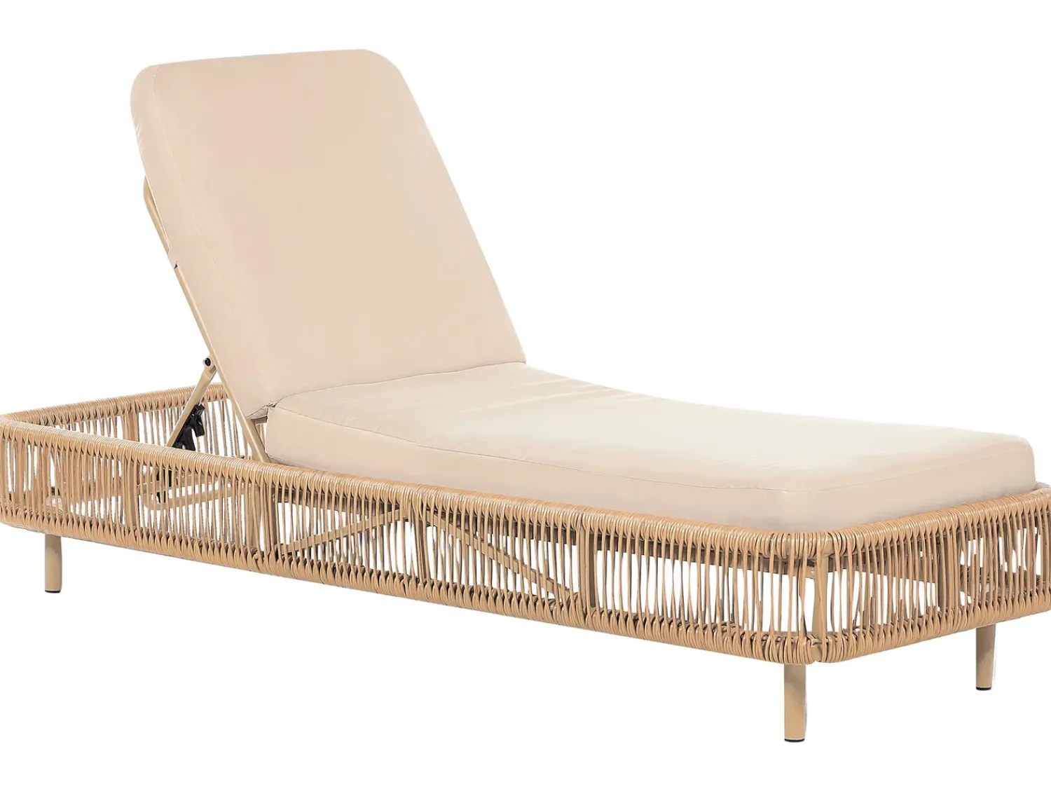 Hot Beliani Lettino Prendisole con Cuscino OSINI Rattan sintetico (PE) Beige Beige Naturale