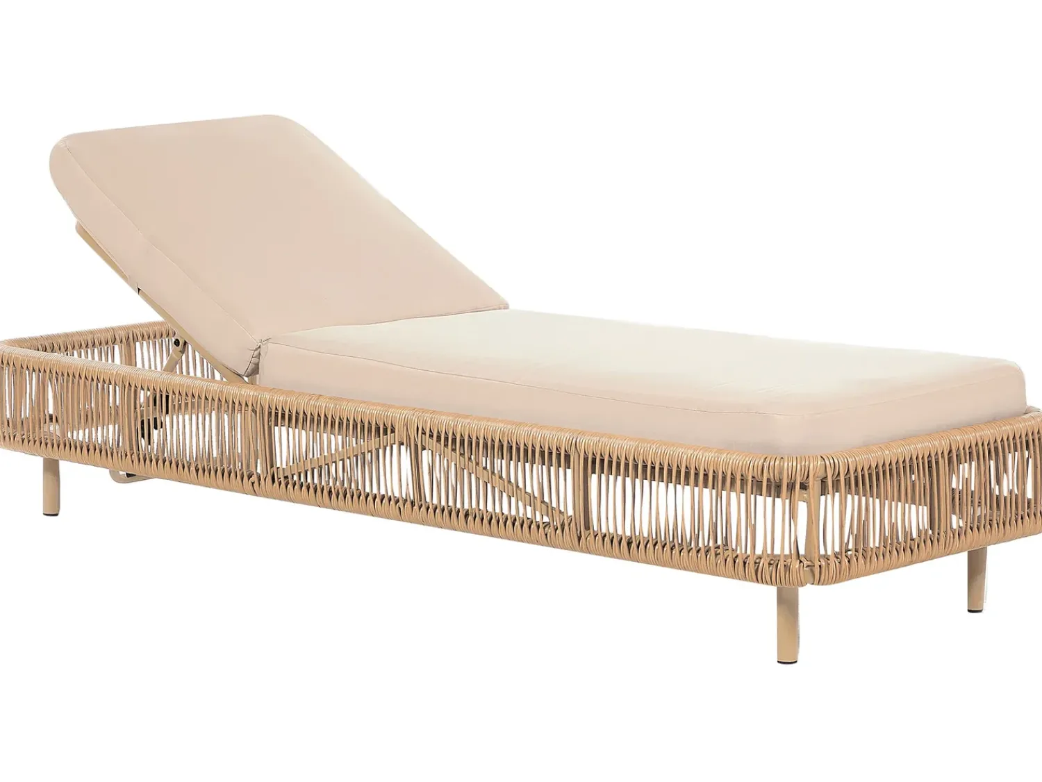 Hot Beliani Lettino Prendisole con Cuscino OSINI Rattan sintetico (PE) Beige Beige Naturale