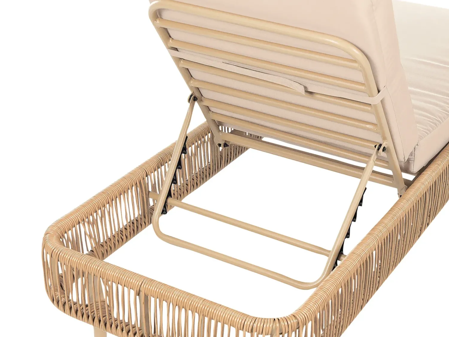 Hot Beliani Lettino Prendisole con Cuscino OSINI Rattan sintetico (PE) Beige Beige Naturale
