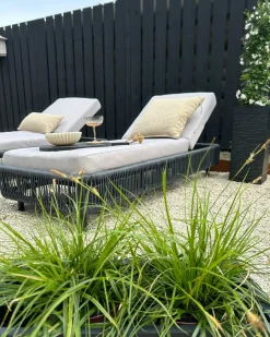 Best Beliani Lettino Prendisole con Cuscino OSINI Rattan sintetico (PE) Grigio Grigio Nero